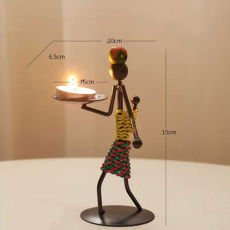 Creative African statue Candle Holder Iron