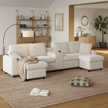VANELY Corduroy U-Shaped Sectional Sofa