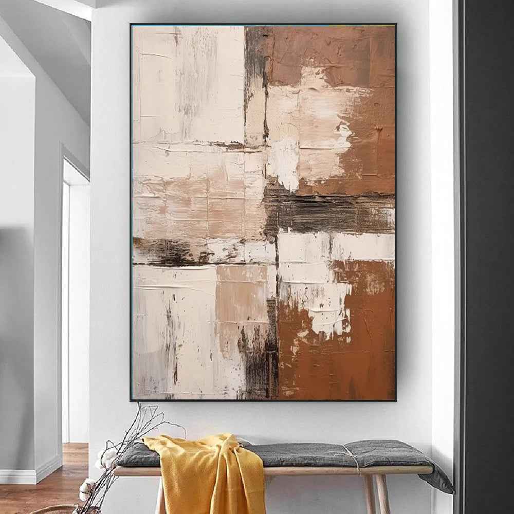 Handmade Painting Brown Textured Wall Art Minimalist Wabi-sabi