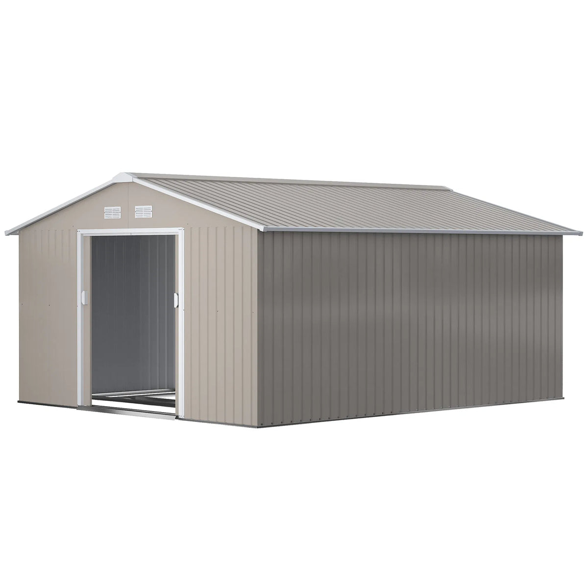 Light Grey Metal Garden Shed 11 x 13ft