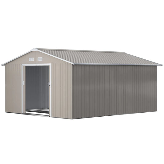 Light Grey Metal Garden Shed 11 x 13ft