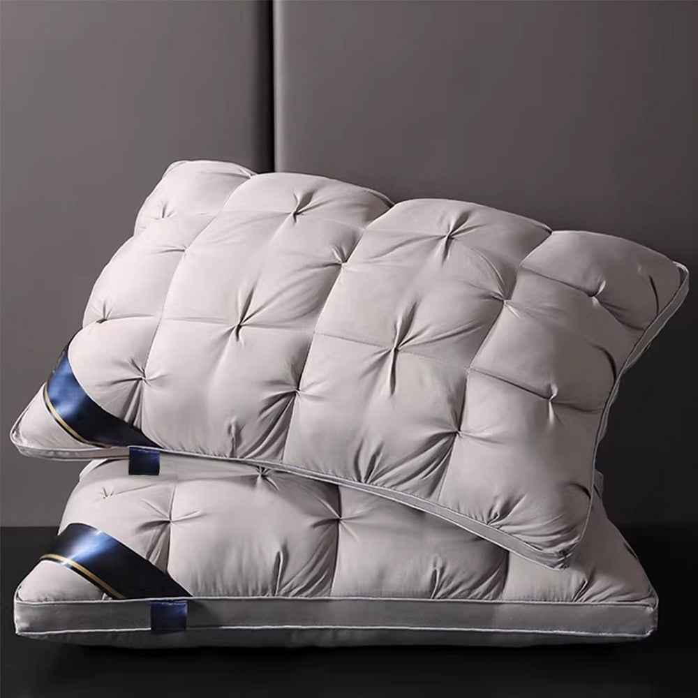 2Pcs Firm Support Pillow Quilted Extra Filled Hotel Quality Pillows Pair