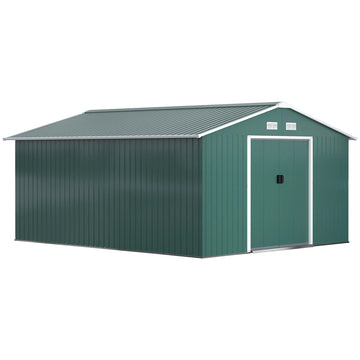 Green Metal Garden Shed 11 x 13ft