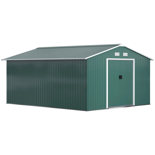 Green Metal Garden Shed 11 x 13ft