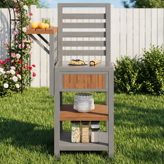 Grill Station With Additional Storage Space, Weatherproof Kitchen Cabinet