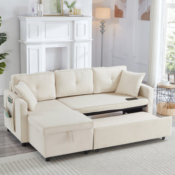 MINOVE L-Shaped Sofabed, 3 In 1 Convertible