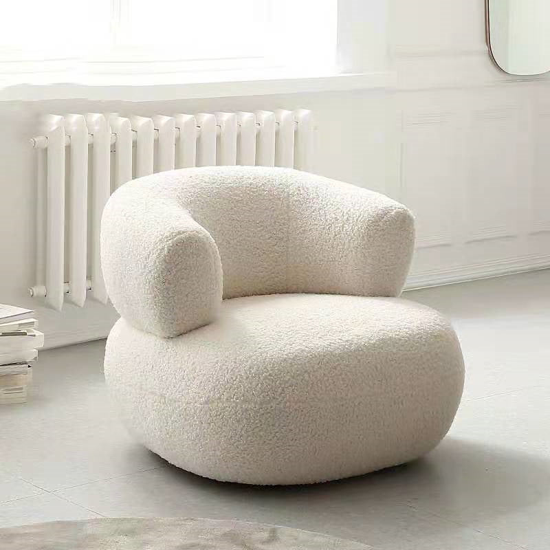 Boucle  Casual White Lambswool Lazy Small Chair