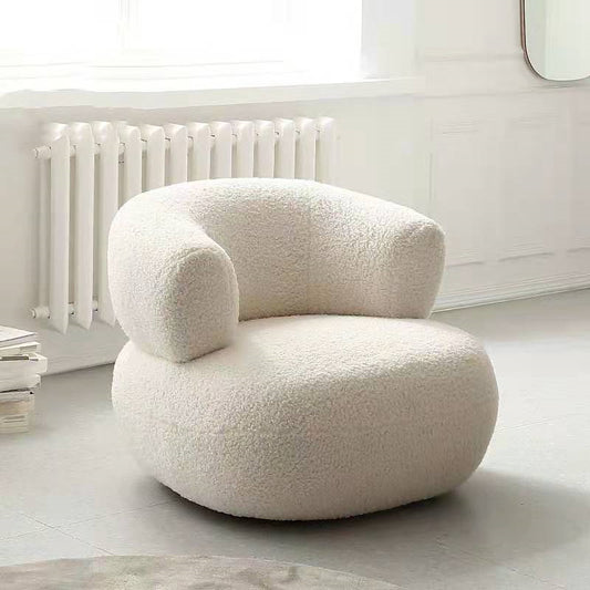 Boucle  Casual White Lambswool Lazy Small Chair