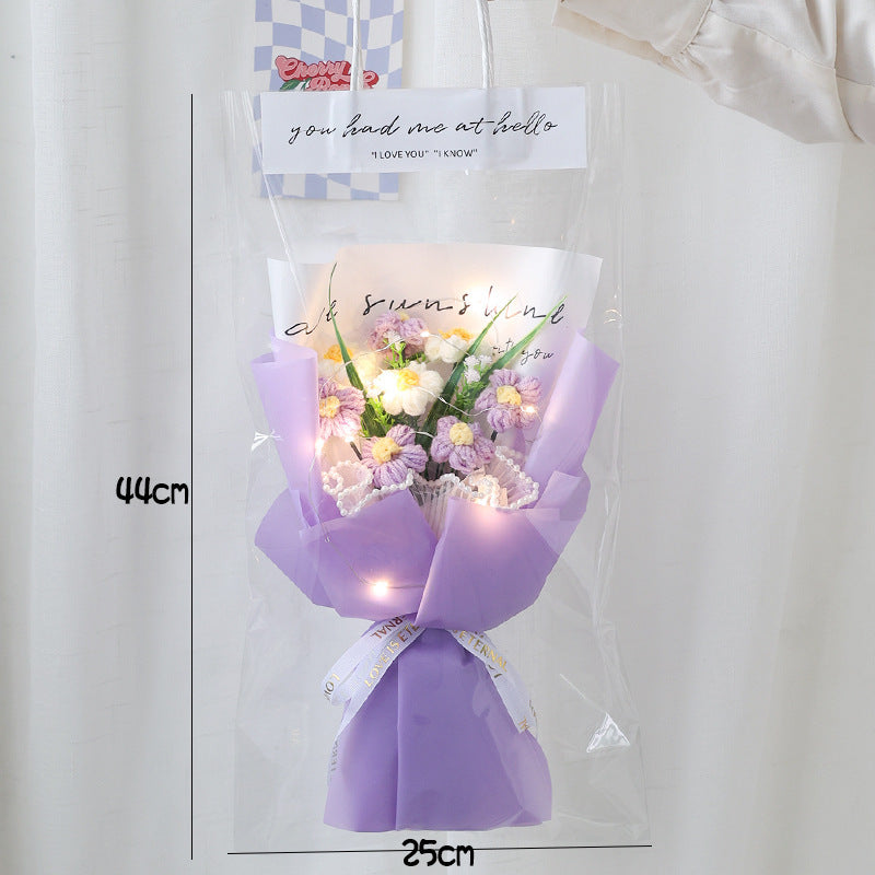 Handmade knitted puff flower bouquet – view 2