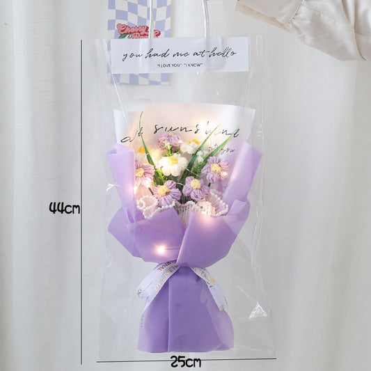 Handmade knitted puff flower bouquet – view 2