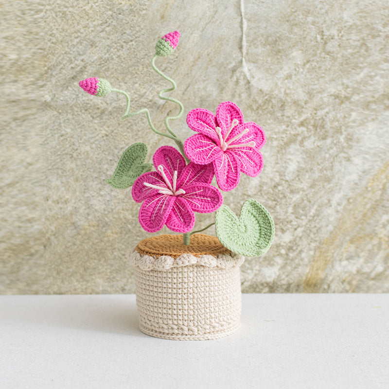Handmade crochet potted double-head flower – view 9