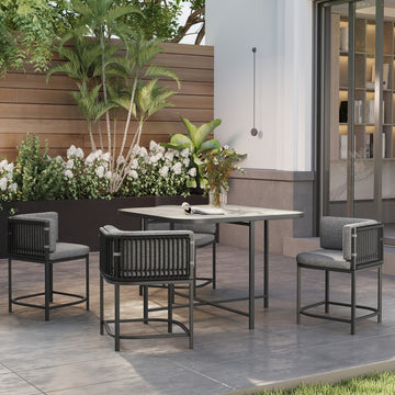 Charcoal Grey Rattan Cube Garden Furniture Set – 4-Seater with Cushions