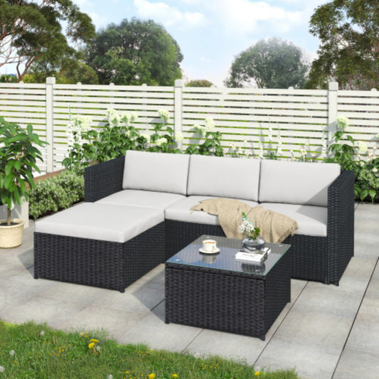 Garden Corner Sofa Rattan Set Garden Black