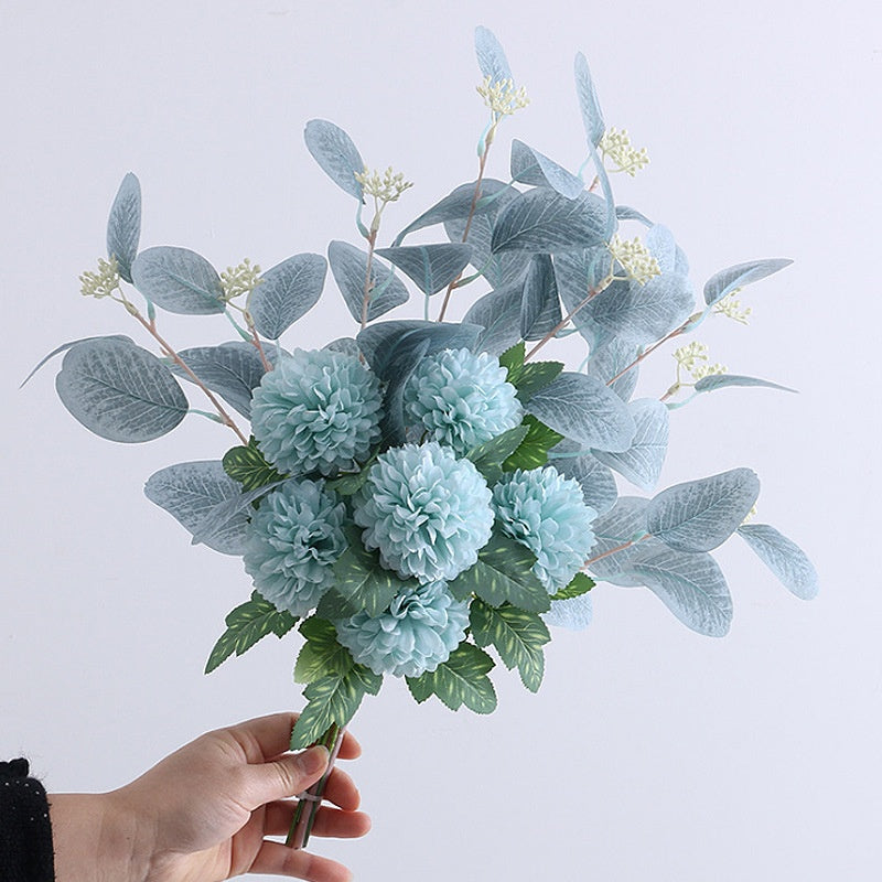 Artificial chrysanthemum and eucalyptus bunch, 47cm – view 17