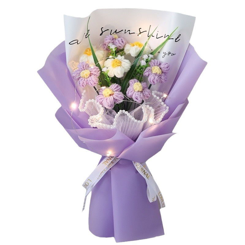 Handmade knitted puff flower bouquet – view 8
