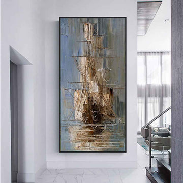 Vintage Pirate Ship In The Sea Canvas Oil Painting Collection