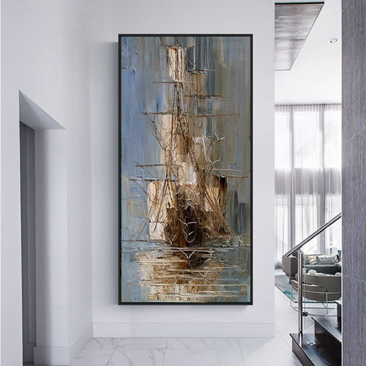 Vintage Pirate Ship In The Sea Canvas Oil Painting Collection