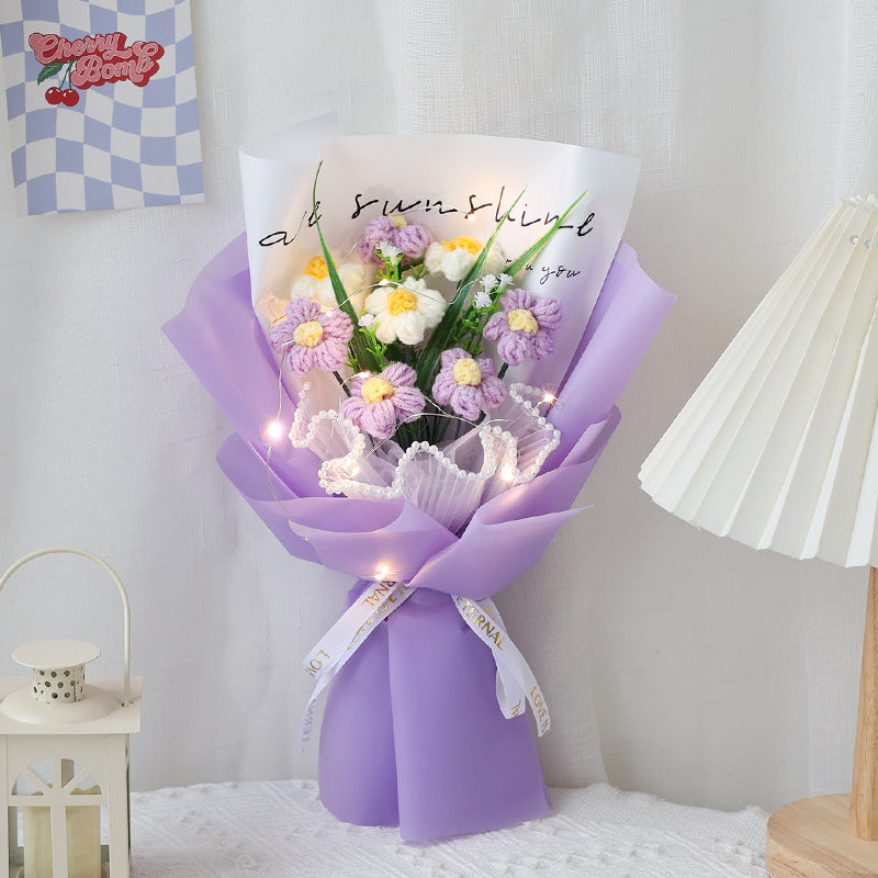 Handmade knitted puff flower bouquet – view 3