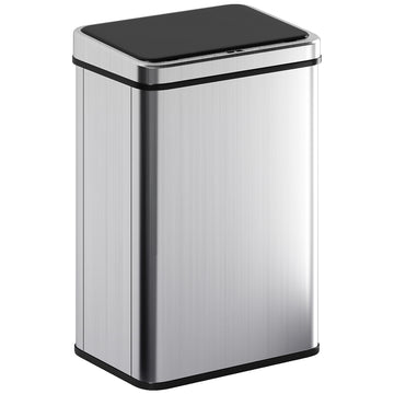 40L Sensor Bin With Quiet Soft-Close Lid, Automatic Touchless Motion Sensor Silver