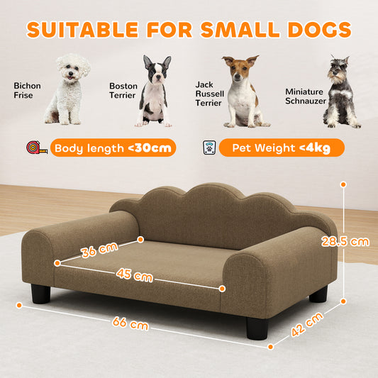 Paw  Sofa Bed, Breathable Pet Sofa With Backrest And Armrest For Small Dogs, Brown