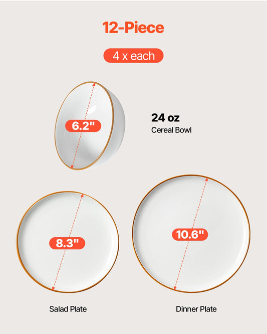 LENVELO Dinnerware Set, Service For 4 People,