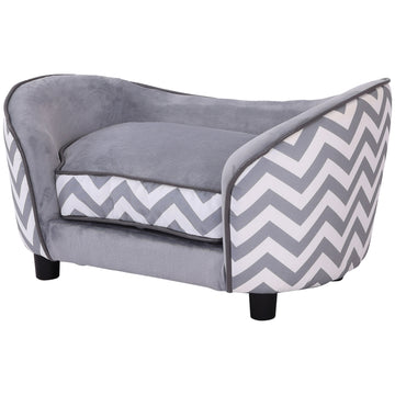 Pet Couch For XS Dogs W/ Removable Sponge Padded Cushion - Grey