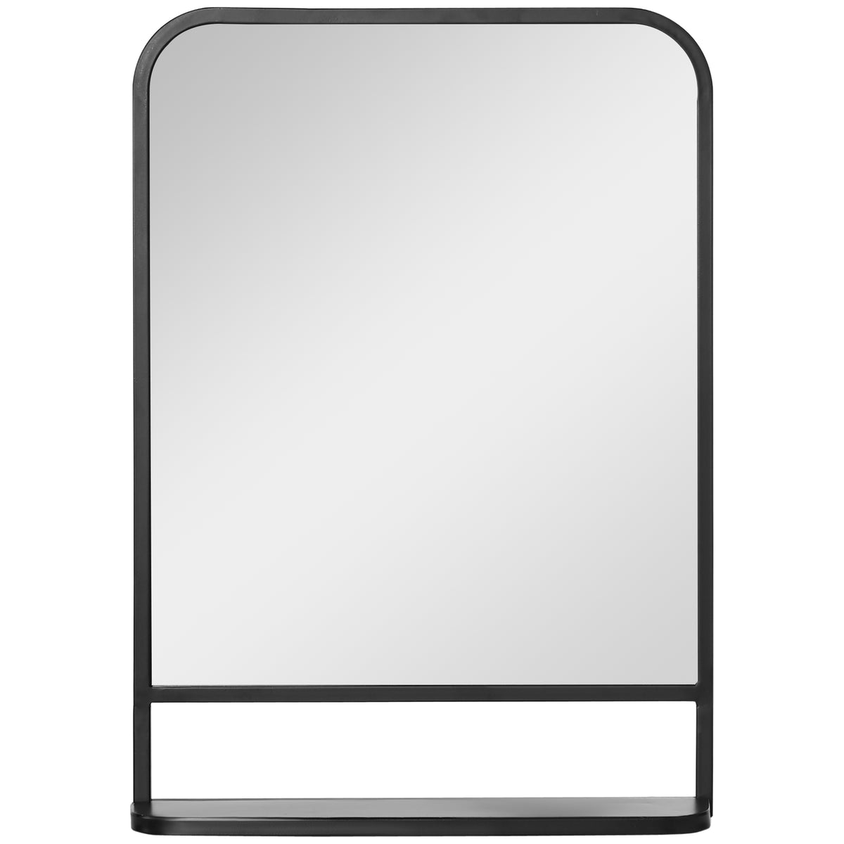 HALE black metal wall mirror with shelf