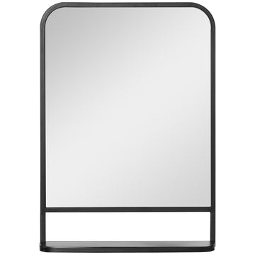HALE black metal wall mirror with shelf