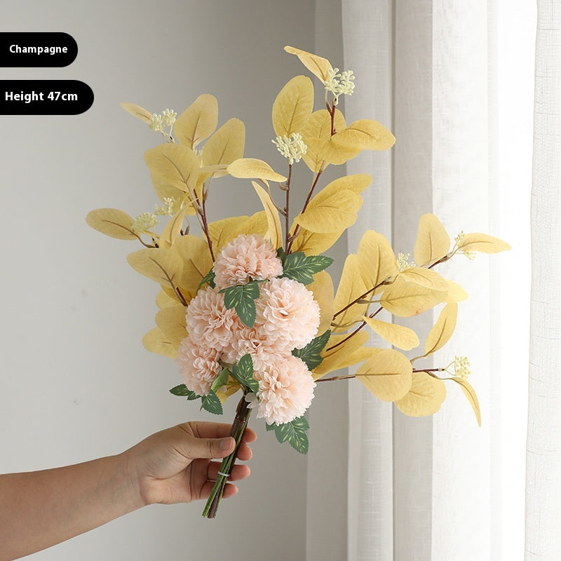 Artificial chrysanthemum and eucalyptus bunch, 47cm – view 12