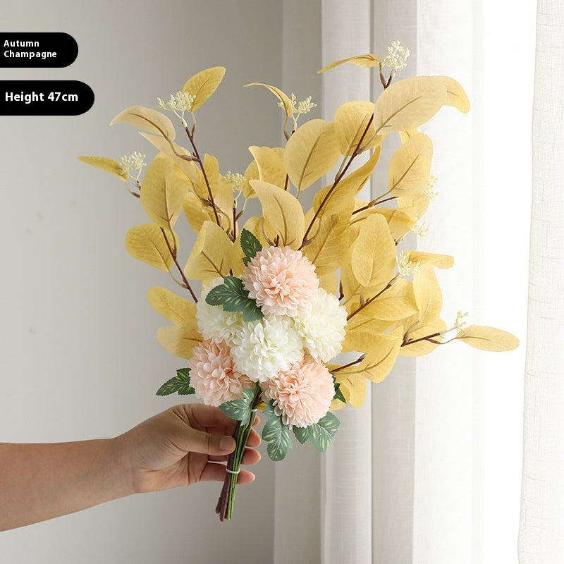Artificial chrysanthemum and eucalyptus bunch, 47cm – view 13
