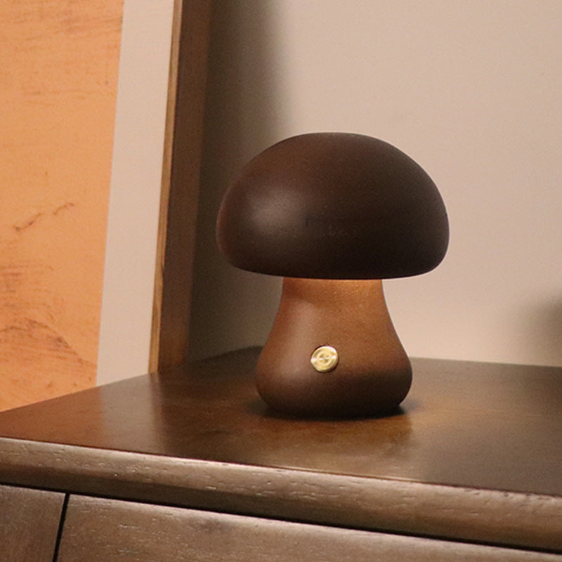 Wooden  Mushroom LED Night Light With Touch Switch