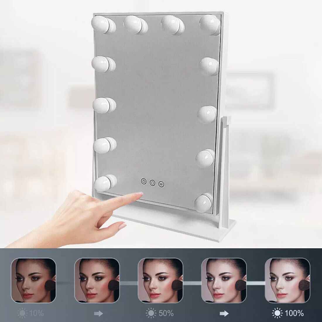 Hollywood Vanity Mirror | 12 LED Lights, 3 Light Modes & 360° Rotation