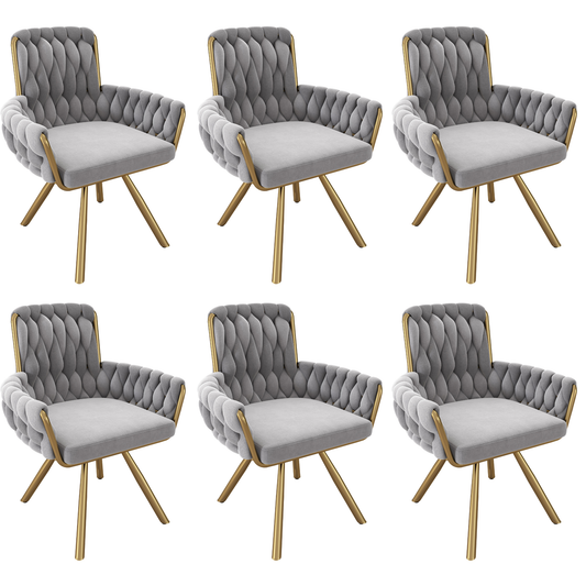 Set Of 6, Velvet Dining Chair  Gray