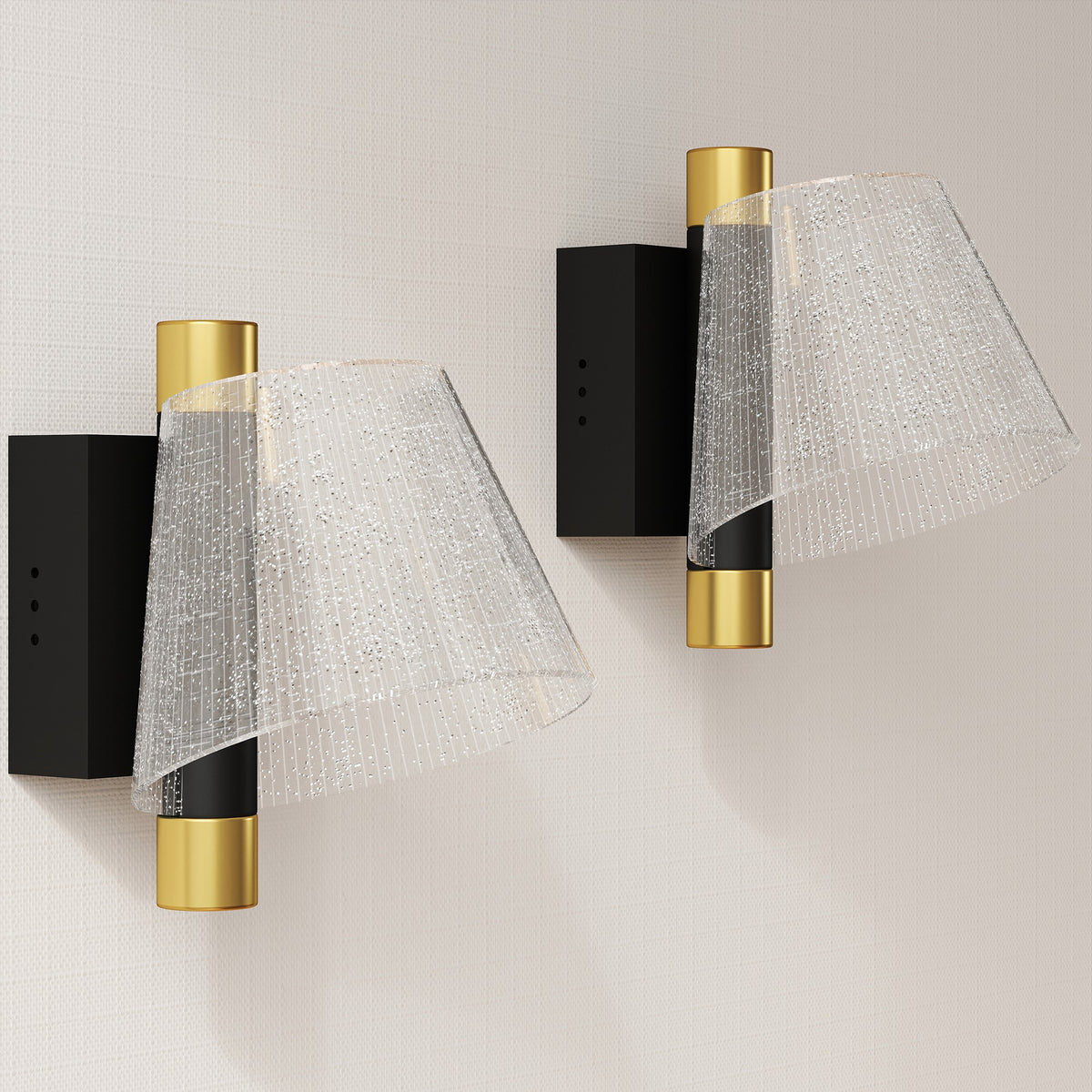 STELLA black starry LED wall lights, set of 2