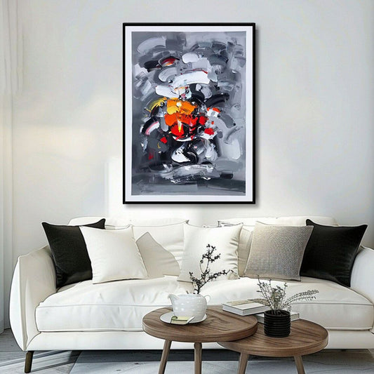 Large Graffiti Abstract Grey Handmade Oil Painting