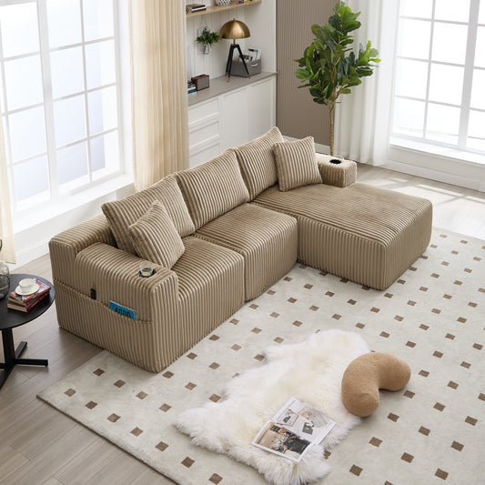 CIRRUS khaki corduroy cloud sofa with chaise