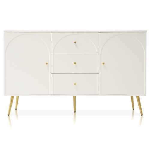 Sideboard Cabinet 140cm | 2 Doors, 3 Drawers, Cream White
