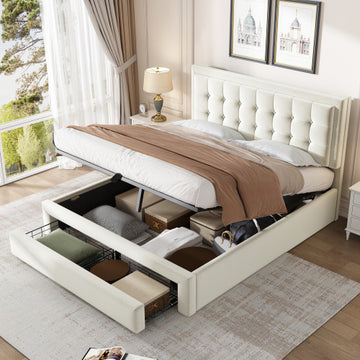 RINA Upholstered Bed,Double Bed-4ft6135X190cm, Velvet Fabric,