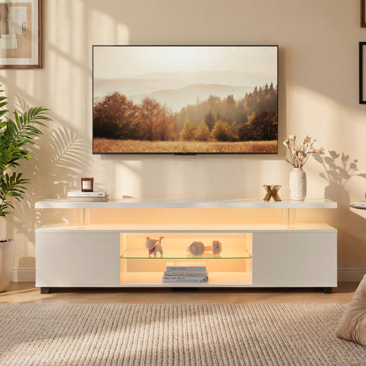 TORINO TV Stand with Side Cabinet – 130cm, for 50–59" TVs, White