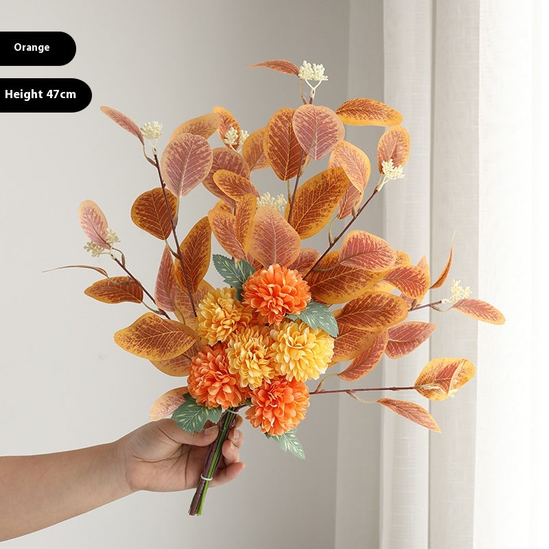 Artificial chrysanthemum and eucalyptus bunch, 47cm – view 4