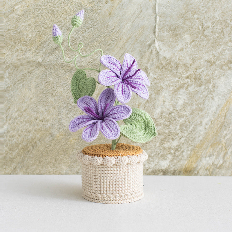 Handmade crochet potted double-head flower – view 8