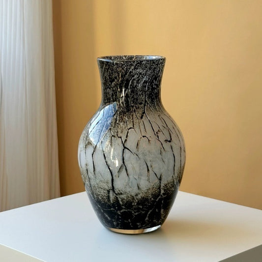 INKWELL hand-blown black and white ink-wash glass vase