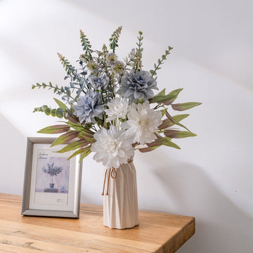 Blue & White Artificial Flower Bouquet