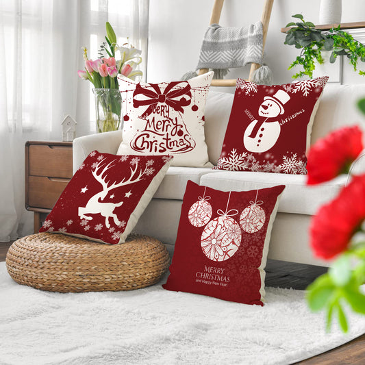 NOELLE snowman and reindeer Christmas cushion cover – image 1
