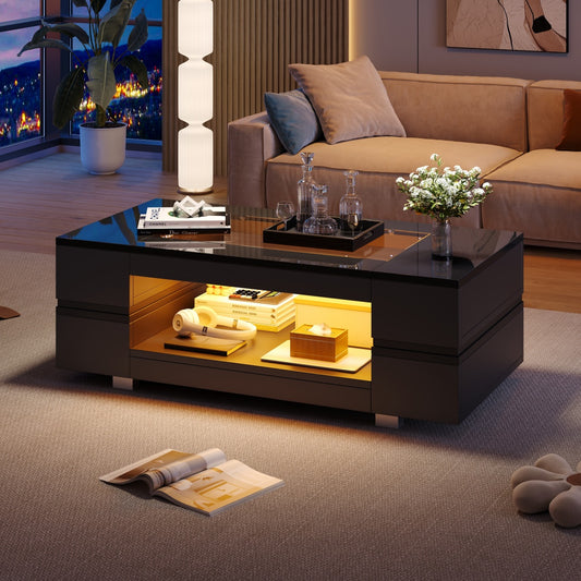 KENIKO Hollow Coffee Table With Open Storage