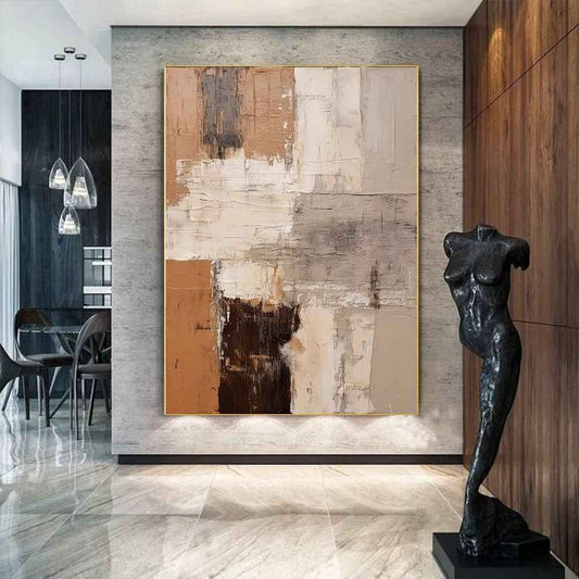 Handmade Painting Brown Textured Wall Art Minimalist Wabi-sabi