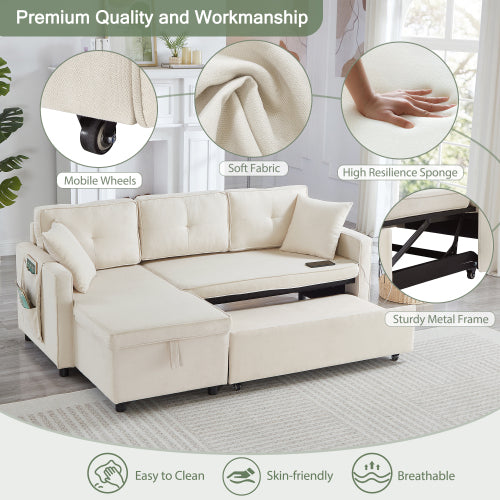 MINOVE L-Shaped Sofabed, 3 In 1 Convertible