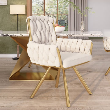 Beige Velvet Swivel Dining Chair – 360° Armchair with Metal Legs, Single or Pair