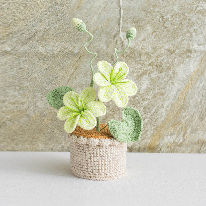 Handmade crochet potted double-head flower – view 6