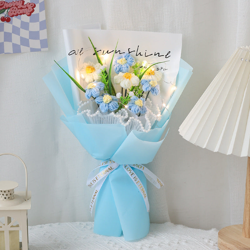 Handmade knitted puff flower bouquet – view 6